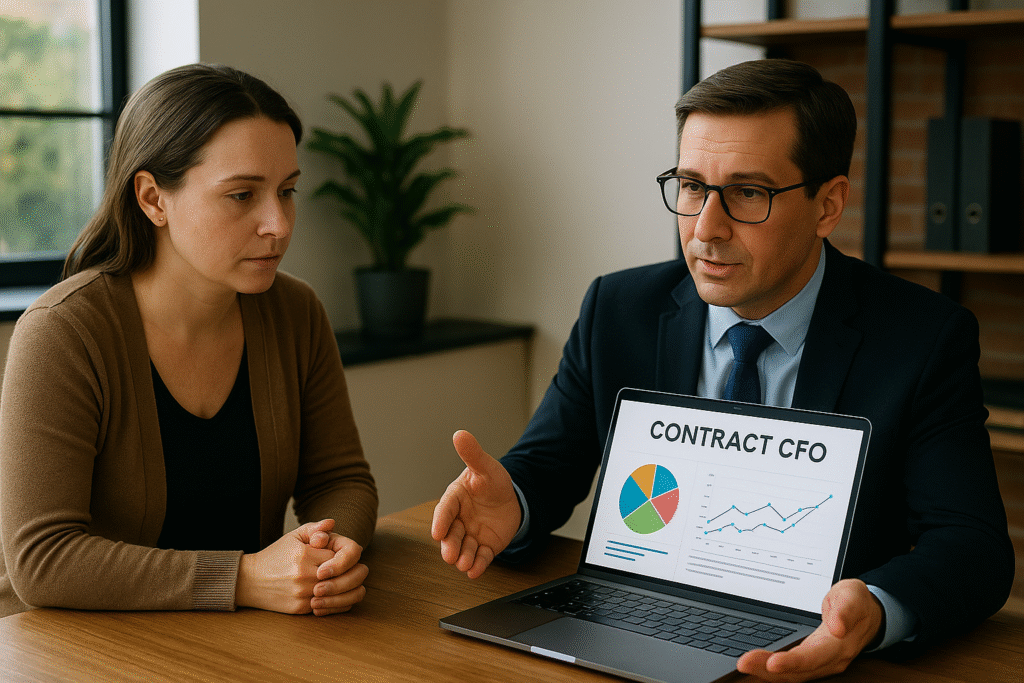 Contract CFO in BC advising business owner on financial dashboard